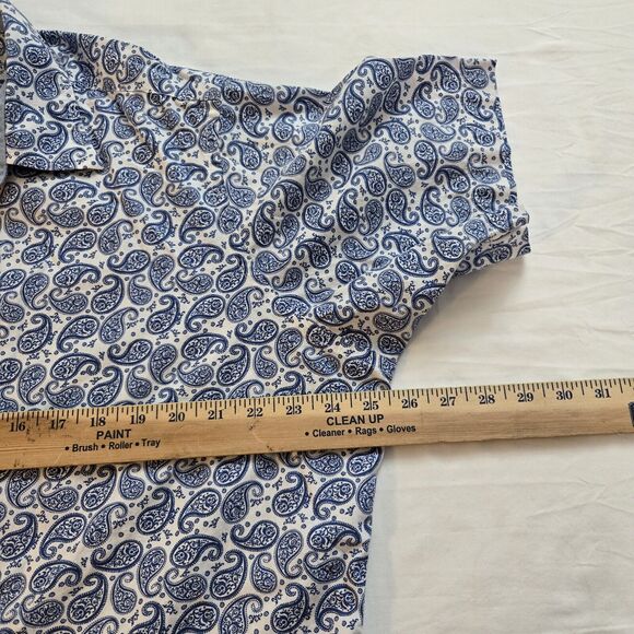 Cremieux Premium Denim Paisley Button Up Shirt White Blue Coastal Men XL - Picture 5 of 10